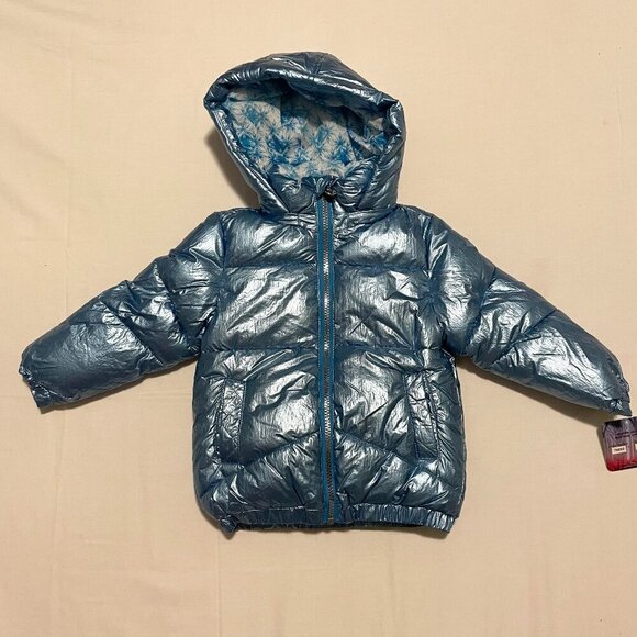 Disney Frozen 2 Metallic Blue Hooded Jacket Toddler Girls 2T - Picture 1 of 16